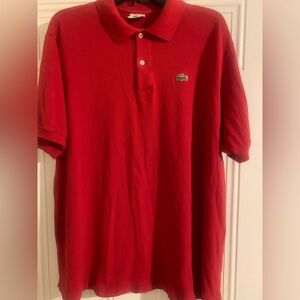 Lacoste Vintage Men's Vibrant Red Polo Shirt With Iconic Alligator Logo Size L